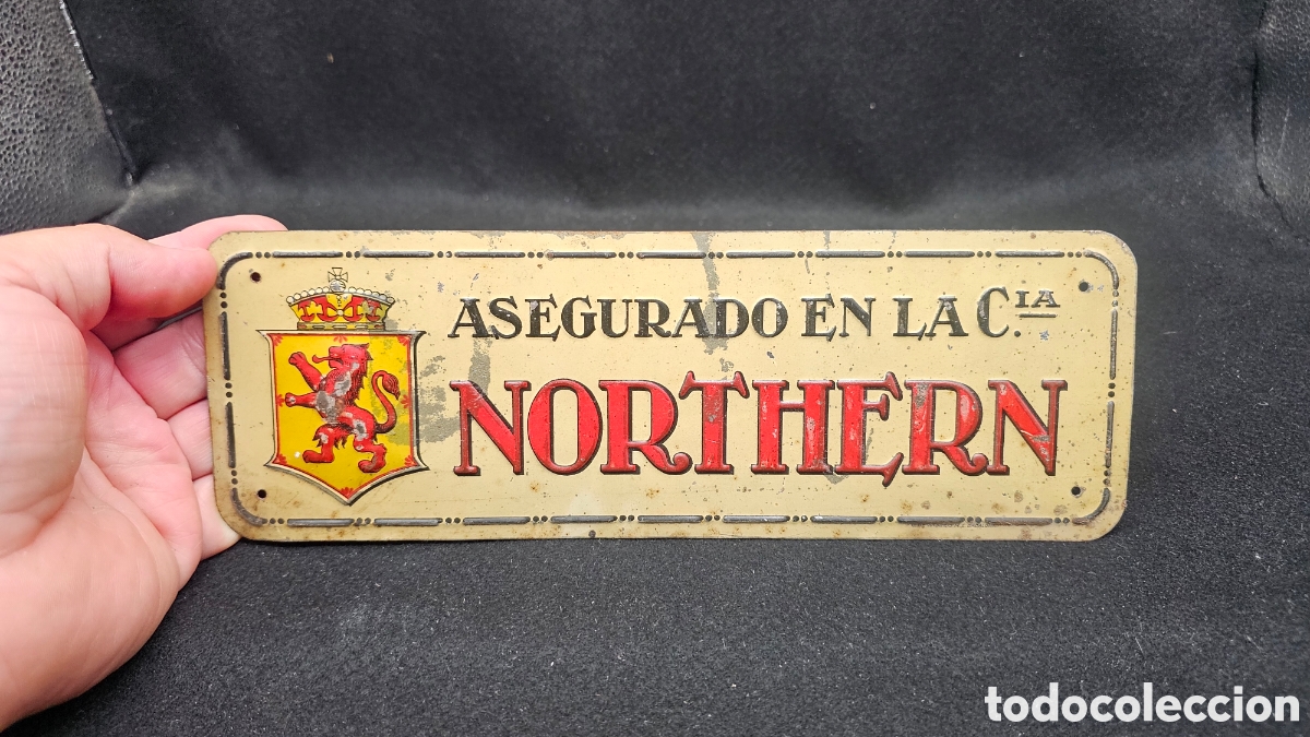 Carteles: Antiguo Cartel / chapa de publicidad de seguros