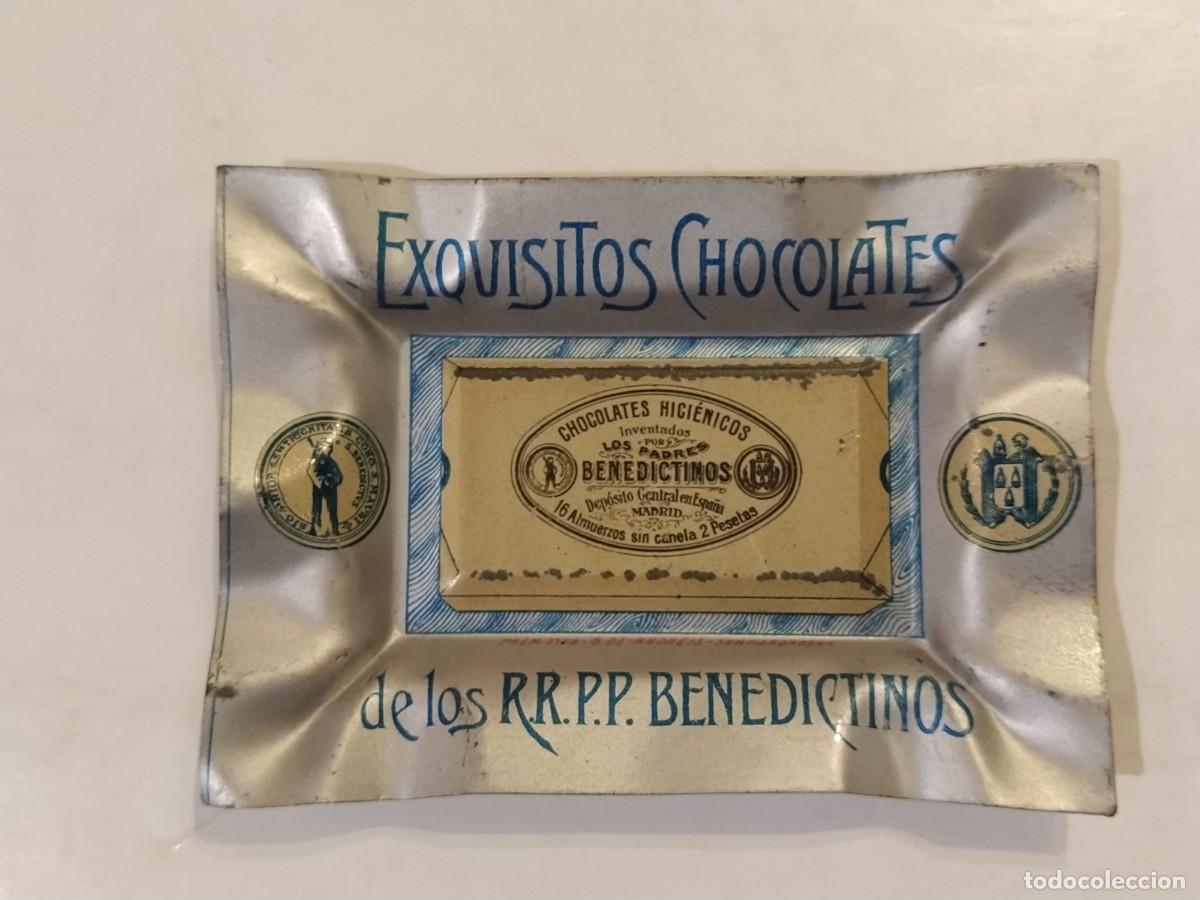 Carteles: CHOCOLATES HIGIENICOS LOS PADRES BENEDICTINOS , MADRID - CHAPA - CENICERO ANTIGUO -VER FOTOS