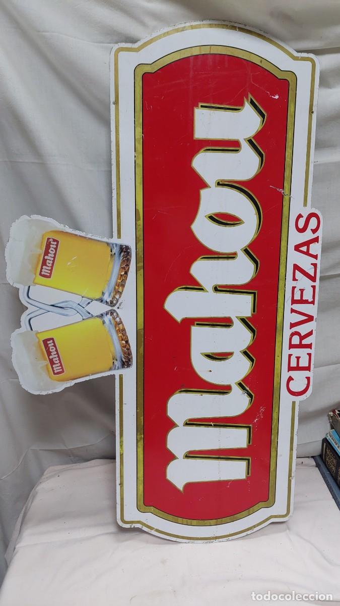 Carteles: Antiguo cartel chapa cervezas Mahou