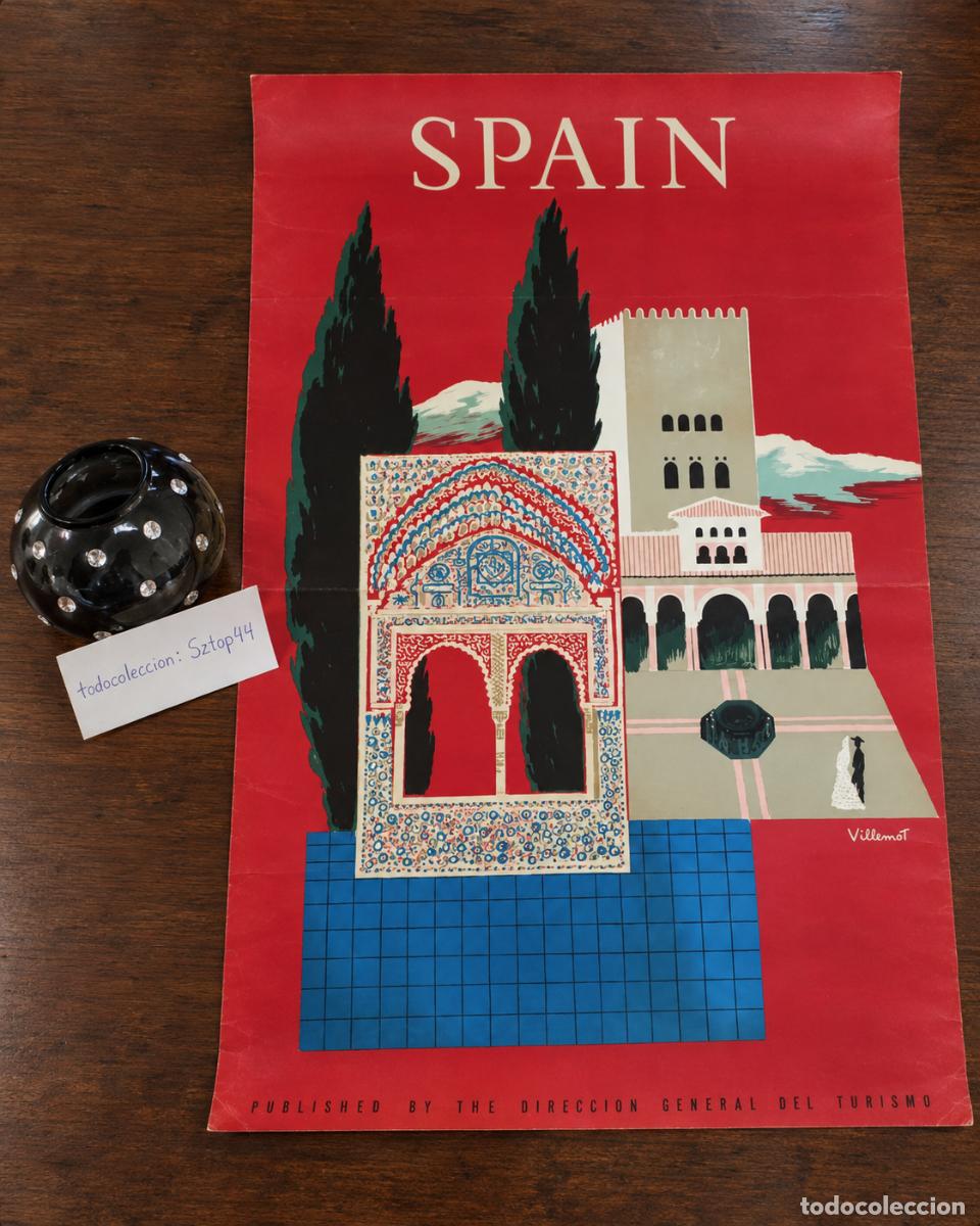 Carteles: Antiguo Cartel Turismo 1953 Spain - Alhambra de Granada - Bernard Villemot - DGT