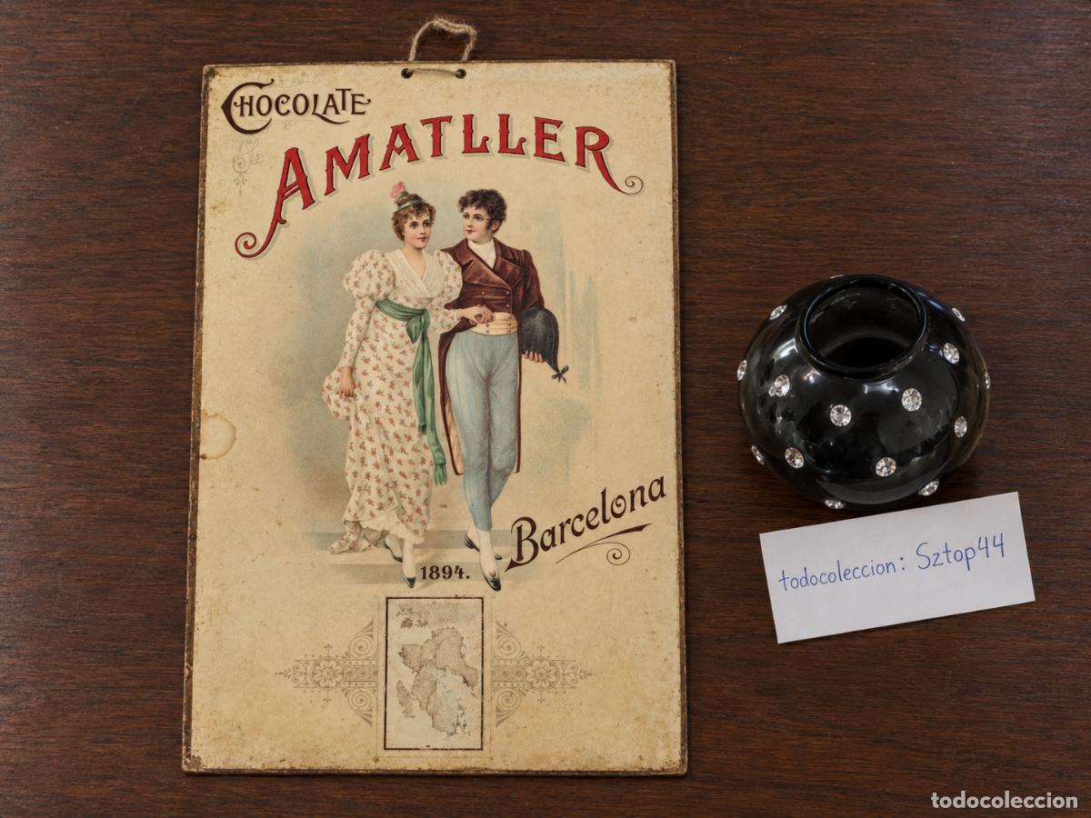 Carteles: Antiguo Cartel Calendario 1894 - Chocolate Amatller Barcelona - Litograf&iacute;a &Eacute;poca