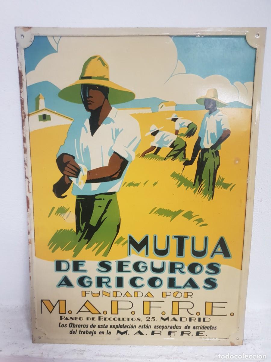 Carteles: Chapa mutua de seguros agricola mapfre amarilla