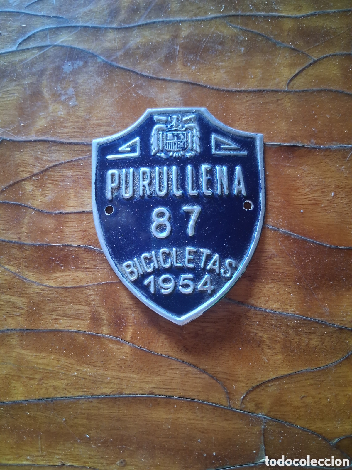 Carteles: Matricula placa para bicicleta de Purullena Granada a&ntilde;o 1954 chapa N&deg; 87