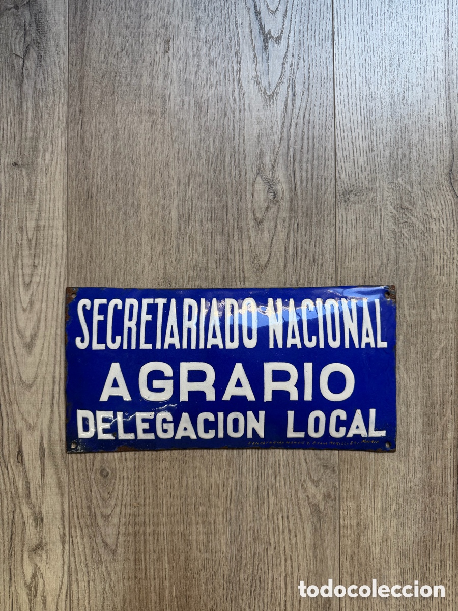 Carteles: Cartel esmaltado Secretariado Agrario