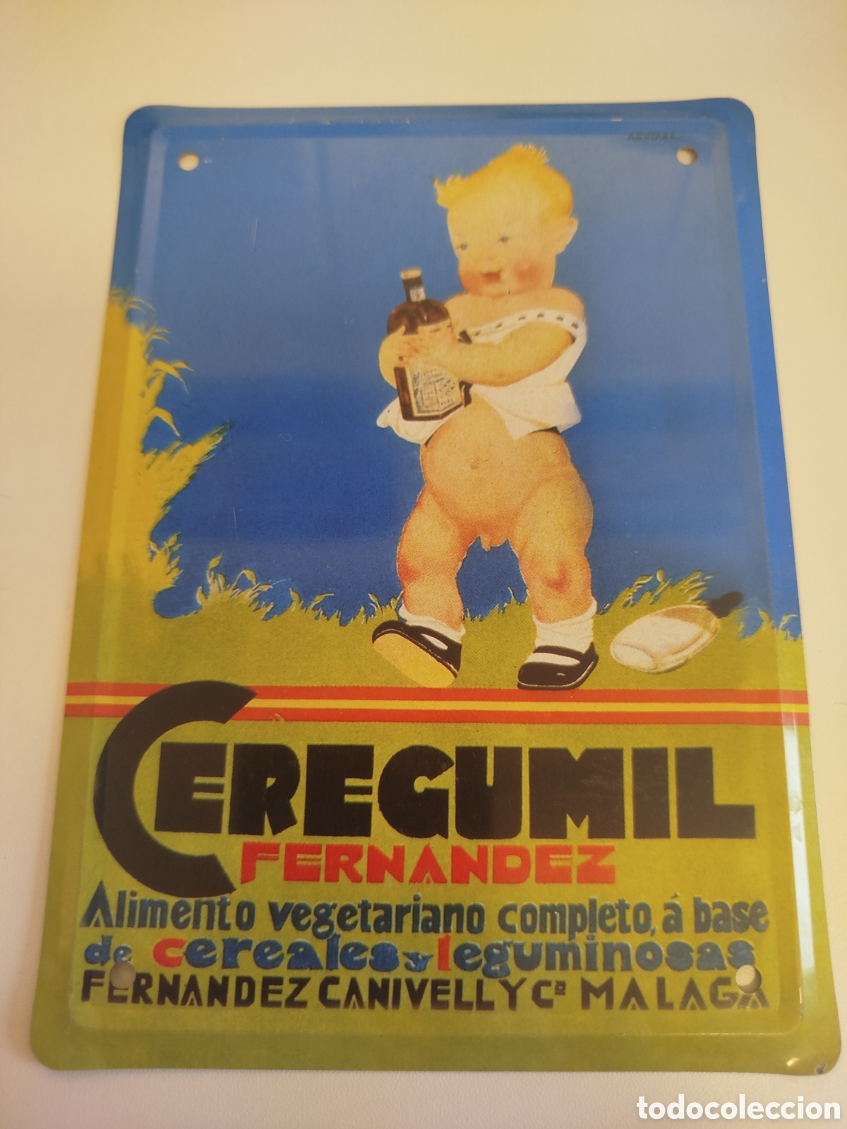 Carteles: Preciosa placa met&aacute;lica anuncio alimento infantil.