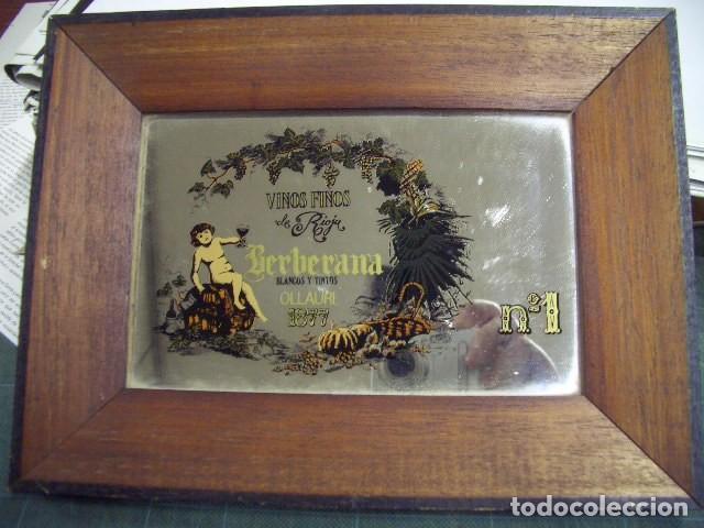 Carteles: ESPEJO PUBLICITARIO VINOS FINOS BERBERANA OLLAURI RIOJA 1877