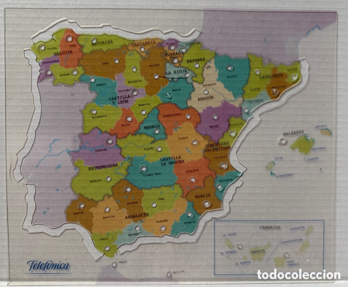Plakate: (L*054*) Antiguo Mapa Transparente/ Plantilla Espa&ntilde;a Telef&oacute;nica - a&ntilde;os 80