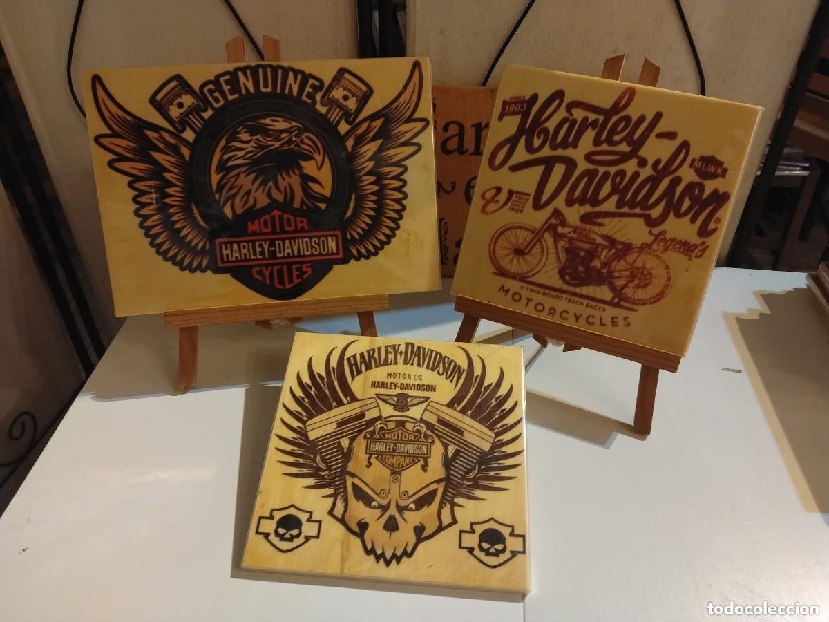 Plakate: COLECCI&Oacute;N HARLE-DAVIDSON - MOTO -AGUILA 3 CARTELES EN MADERA