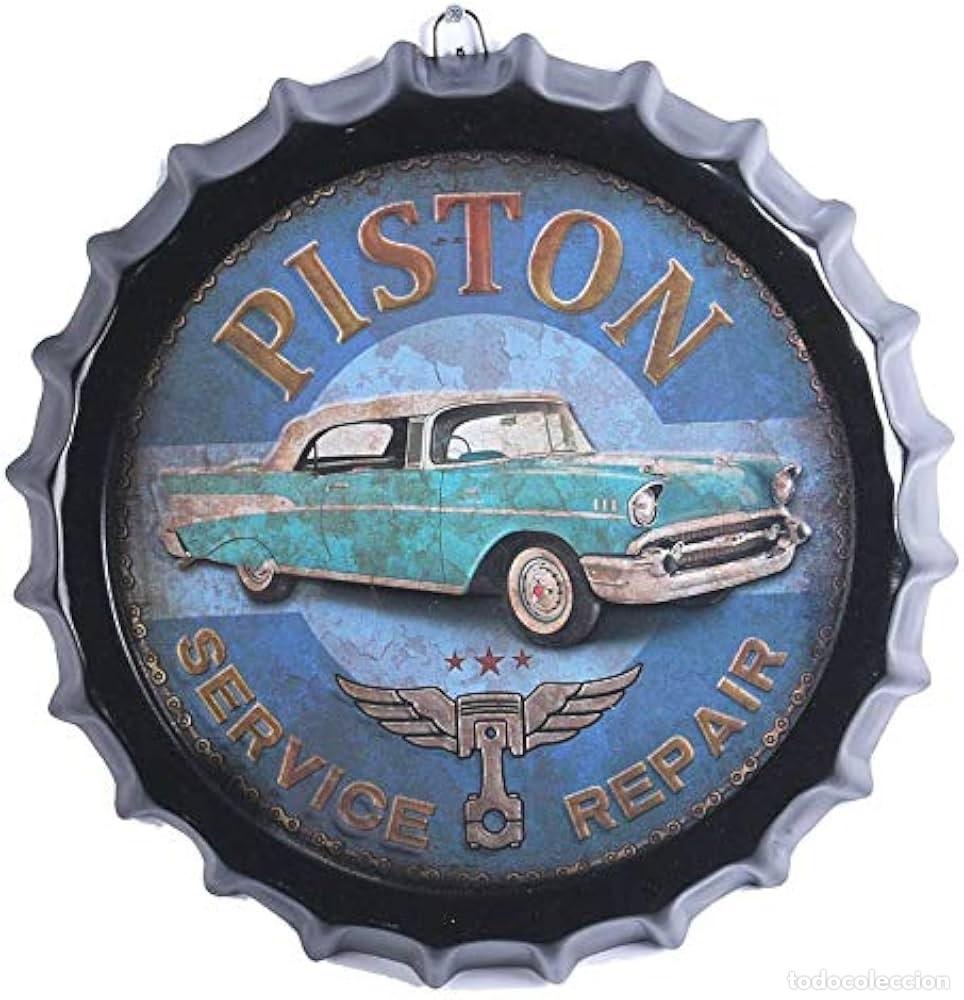 Affiches: NUEVO LETRERO REPRODUCCION / CHAPA METALICA PISTON SERVICE REPAIR USA - GRANDE 35 x 35 cms