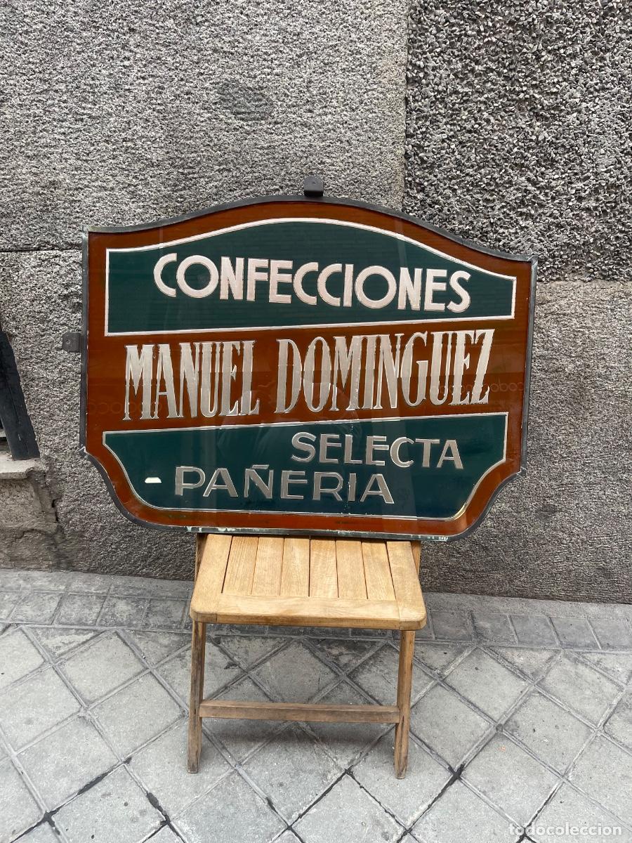 Affiches: Cartel Cristal Confecciones Manuel Dominguez doble cara SELECTA PA&Ntilde;ER&Iacute;A