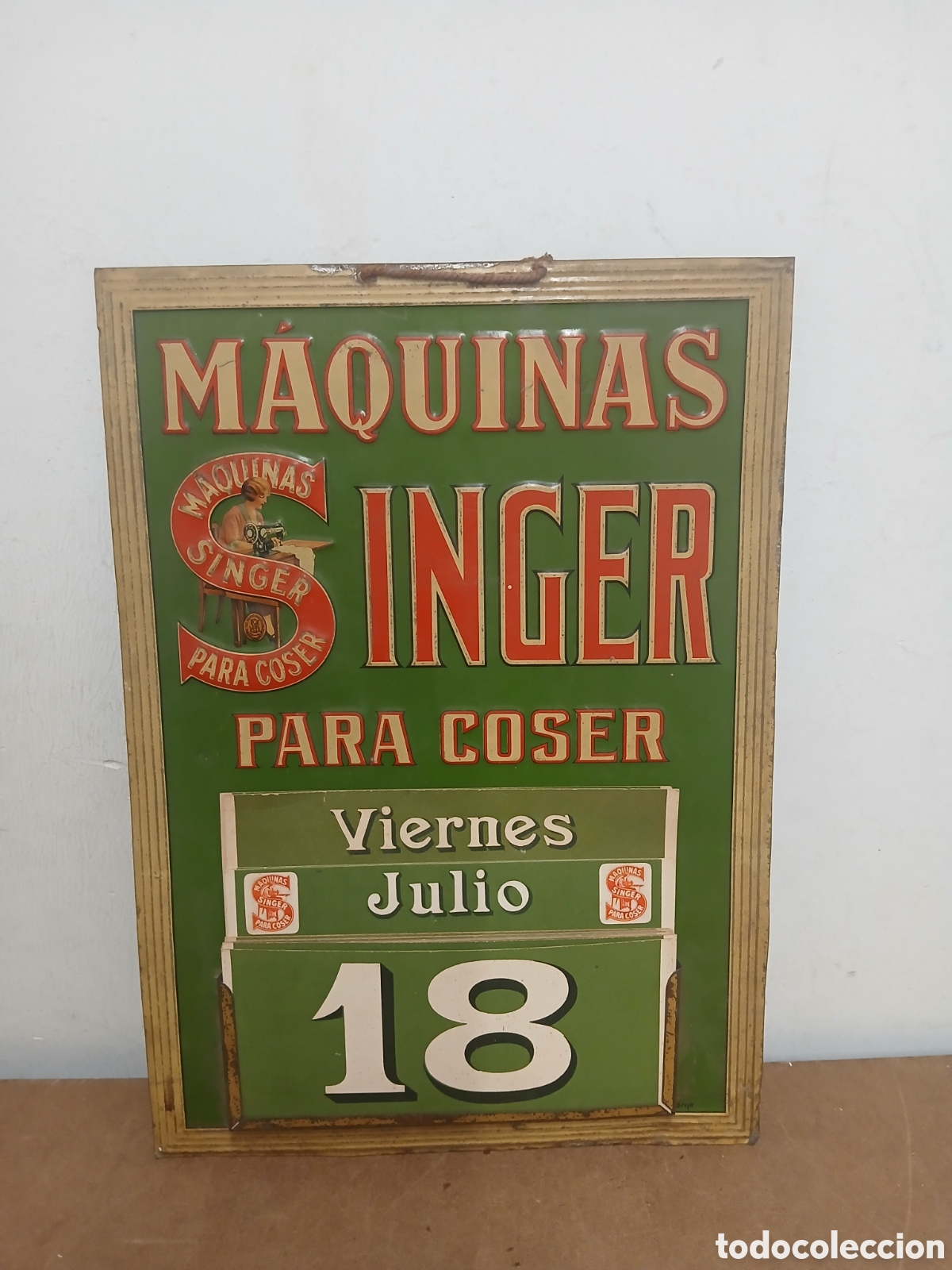 Carteles: Calendario perpetuo singer a&ntilde;os 30 chapa estampada litografiado