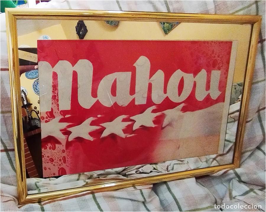 Plakate: CUADRO ANUNCIO ESPEJO PROPAGANDA CERVEZA MAHOU 5 ESTRELLAS MIDE 63/44 CM