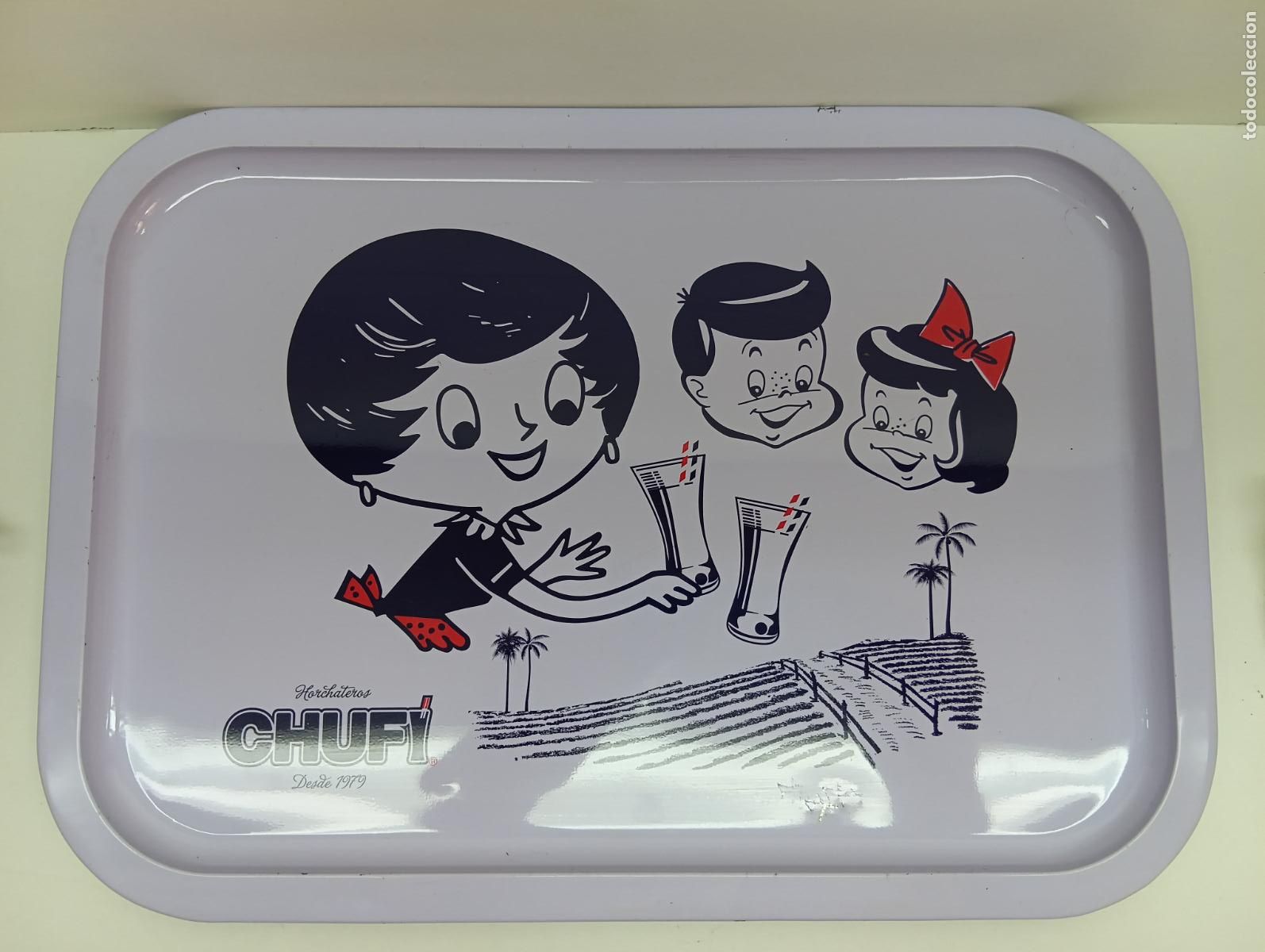 Affissi: Bandeja Met&aacute;lica Horchata Chufi - Estilo Retro/Vintage (39,5 x 27,5 cm)