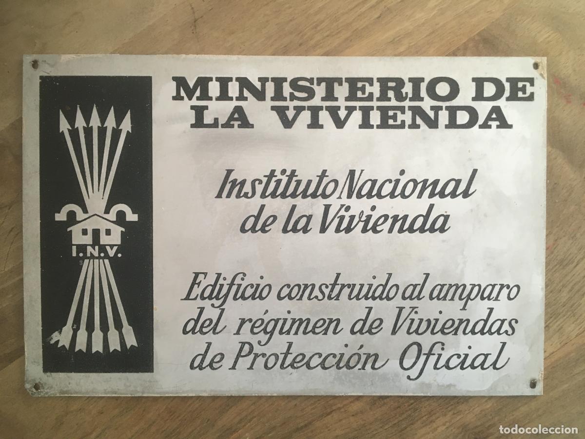 Carteles: ministerio de la vivienda instituto nacional de vivienda placa chapa metalica original antigua
