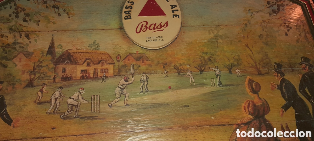 Carteles: Cuadro publicidad cerveza Bass madera
