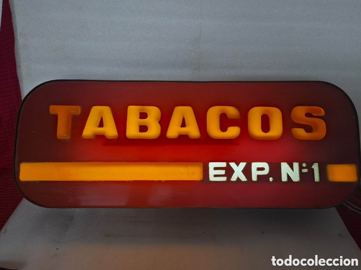 Carteles: CARTEL LUMINOSO DE TABACOS ESTANCO.FUNCIONANDO.30 X 80 cm.