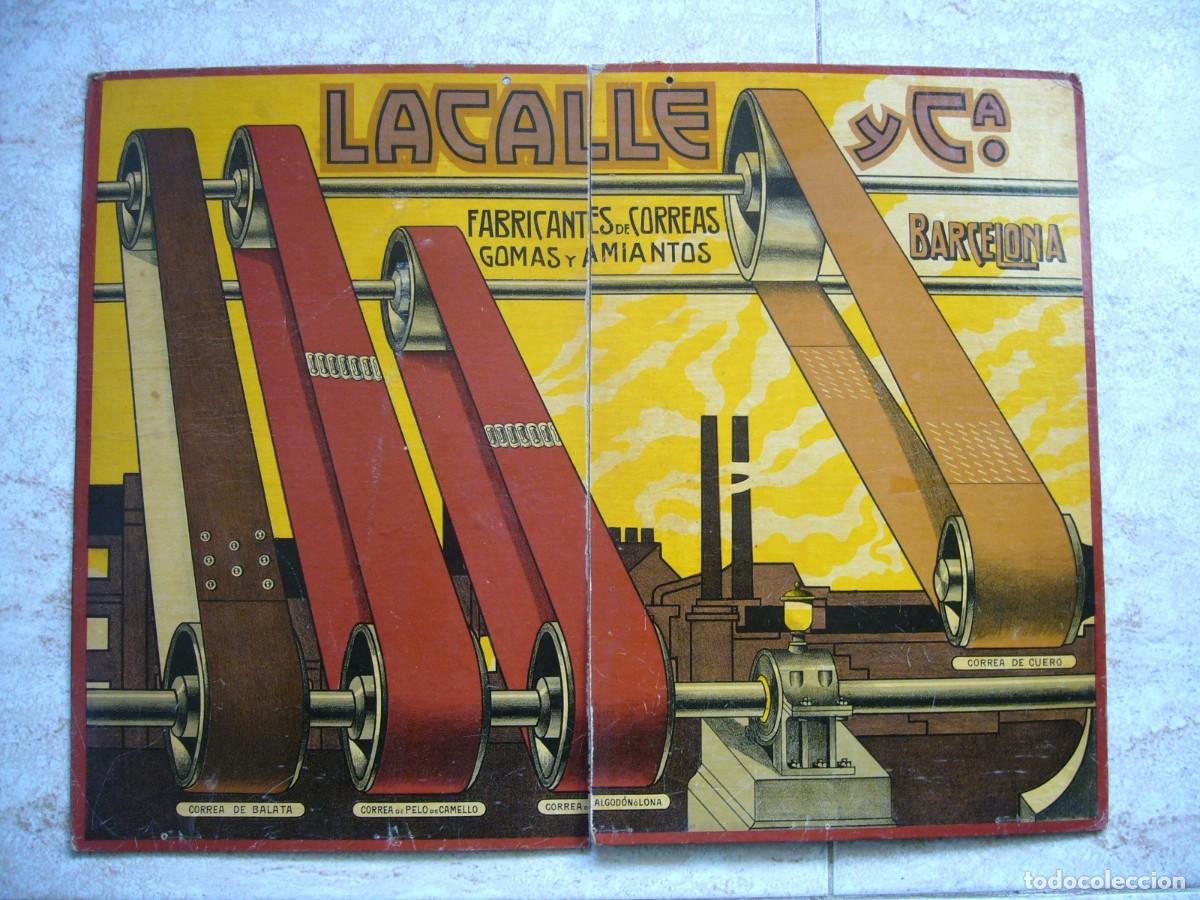 Carteles: CARTEL DE CART&Oacute;N LACALLE Y CIA FABRICANTES DE CORREAS, GOMAS Y AMIANTOS.