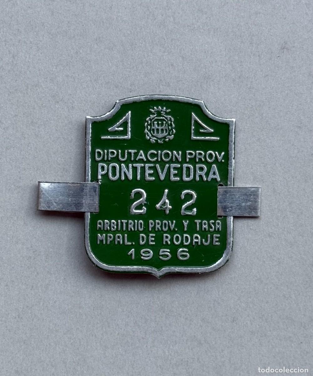 Carteles: Matr&iacute;cula chapa tasa de rodaje. Diputaci&oacute;n provincial de Pontevedra. A&ntilde;o 1956