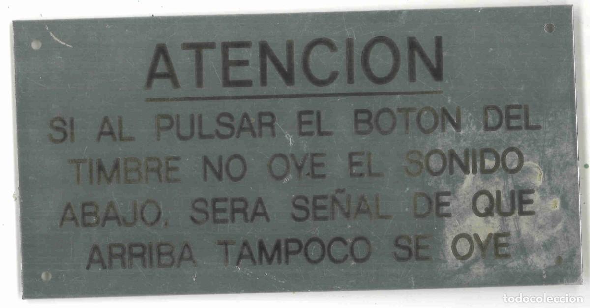 Carteles: Placa de aluminio. 19 x 10 cm