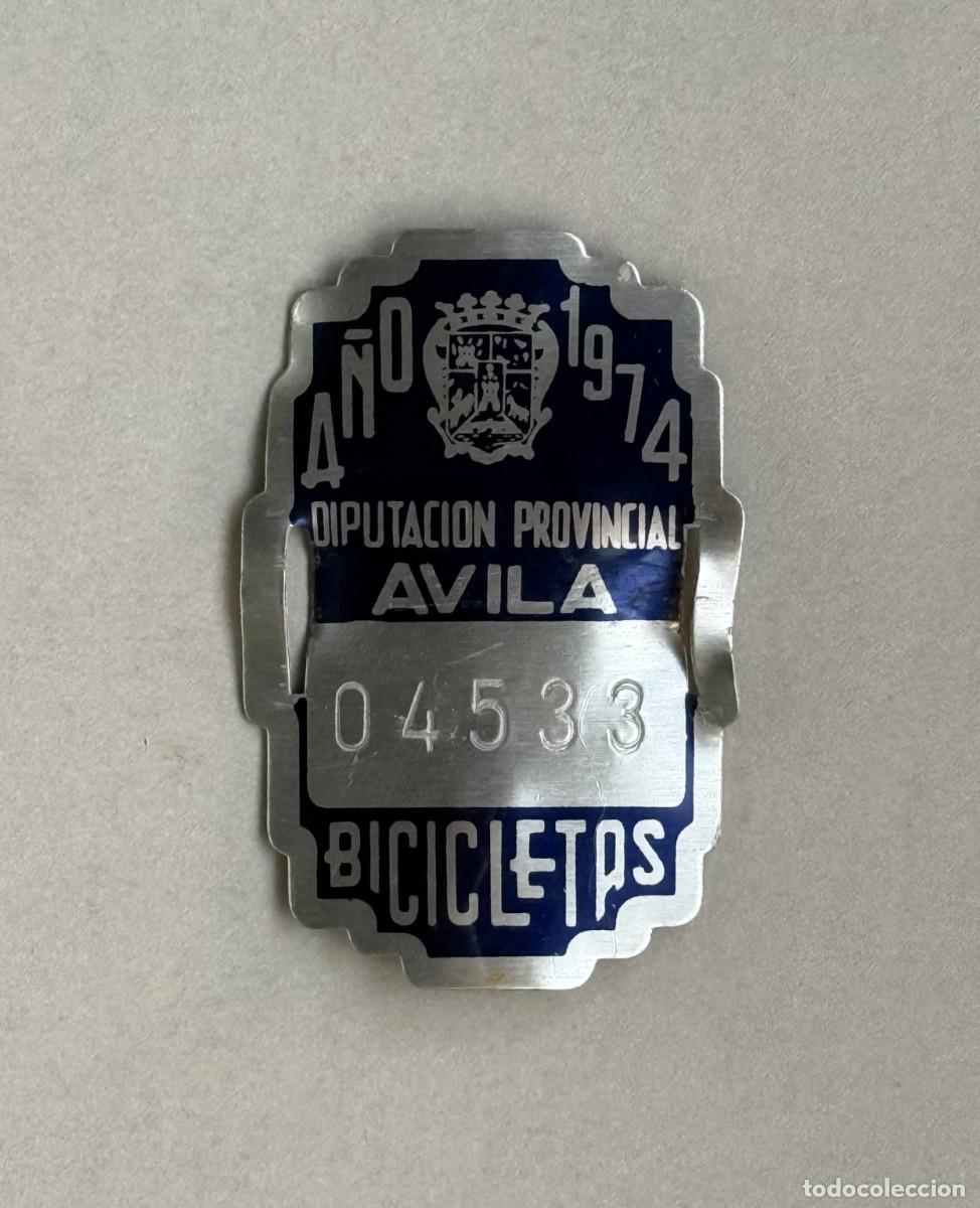 Carteles: Matr&iacute;cula bicicleta Diputaci&oacute;n provincial &Aacute;vila. A&ntilde;o 1974
