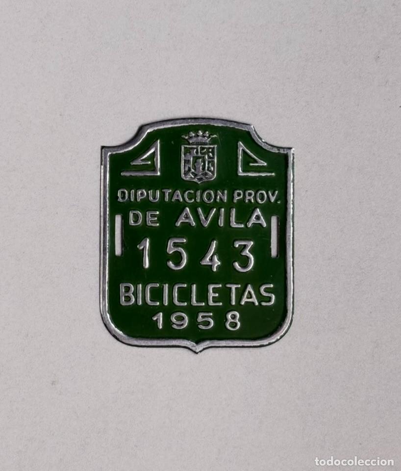Carteles: Matr&iacute;cula bicicleta Diputaci&oacute;n provincial &Aacute;vila. A&ntilde;o 1958