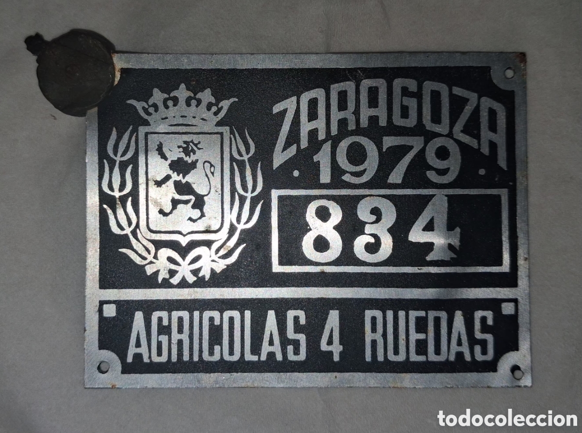 Carteles: Matr&iacute;cula Arbitrio Rodaje Agr&iacute;cola Zaragoza 1979 - N&uacute;mero 834