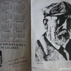 Carteles Políticos: DIPTICO CALENDARIO DE 1984. IMAGEN PABLO IGLESIAS. AGRUPACIÓN SOCIALISTA DE LEGANES.. Lote 62158824