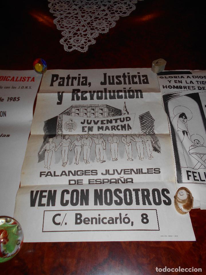 Carteles Políticos: 3 CARTELES 50 ANIVERSARIO ACTO NACIONAL FALANGE ESPAÑOLA Y JUVENIL FELIZ NAVIDAD 1985 - Foto 3 - 81229988