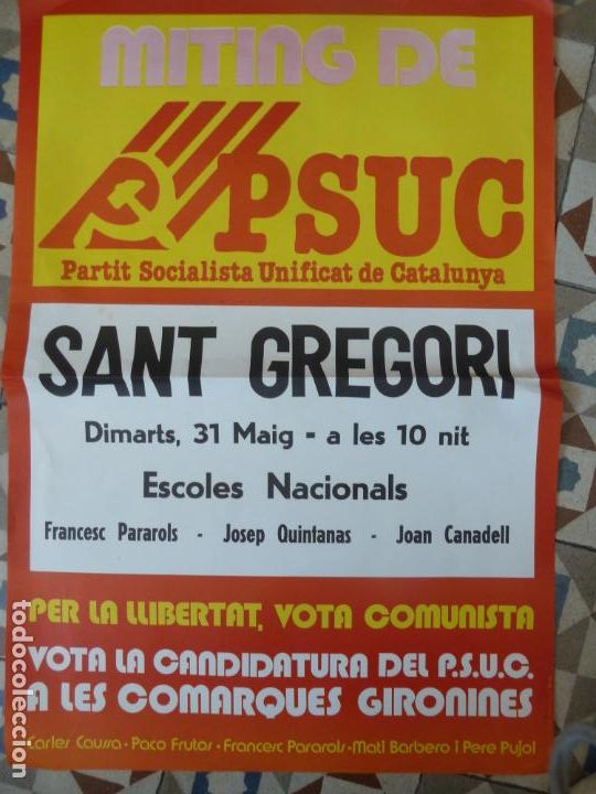 Affiches Politiques: miting del psuc sant gregori girona poster cartel original 1977