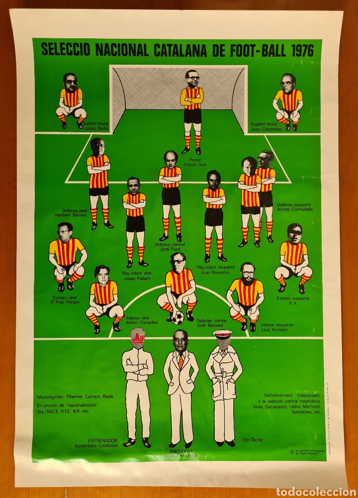 Affiches Politiques: Cartel Selecci&oacute; Catalana Foot-Ball 1976 - Heribert Pujol Terradellas - Assemblea - Independ&egrave;ncia