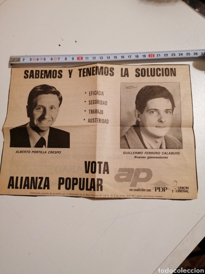 Affiches Politiques: ANTIGUO RECORTE DE PERI&Oacute;DICO CANDIDATOS ALIANZA POPULAR - POL&Iacute;TICA TRANSICI&Oacute;N