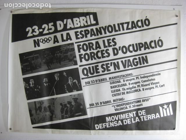 Affiches Politiques: cartel politico acte 23 abril no a la espanyolitzacio fora forces ocupacio moviment defensa terra