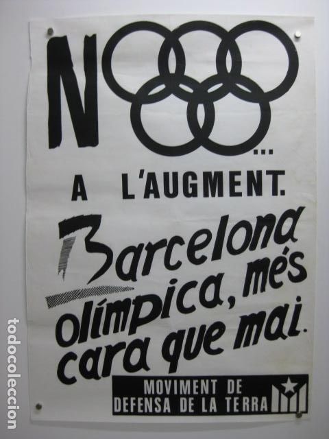 Affiches Politiques: cartel politico protesta no al augment barcelona olimpica mes cara que mai - mov defensa terra