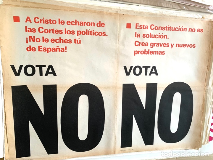 CARTEL POLÍTICO CONTRARIO A LA CONSTITUCIÓN ESPAÑOLA,1978,FUERZA NUEVA,FUERZA JOVEN,FALANGE,FRANCO (Coleccionismo - Carteles gran Formato - Carteles Políticos)