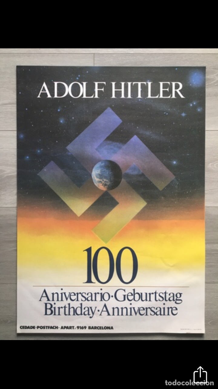 Carteles pol&iacute;ticos: CENTENARIO ADOLF HITLER. CEDADE. Excelente estado - Foto 2