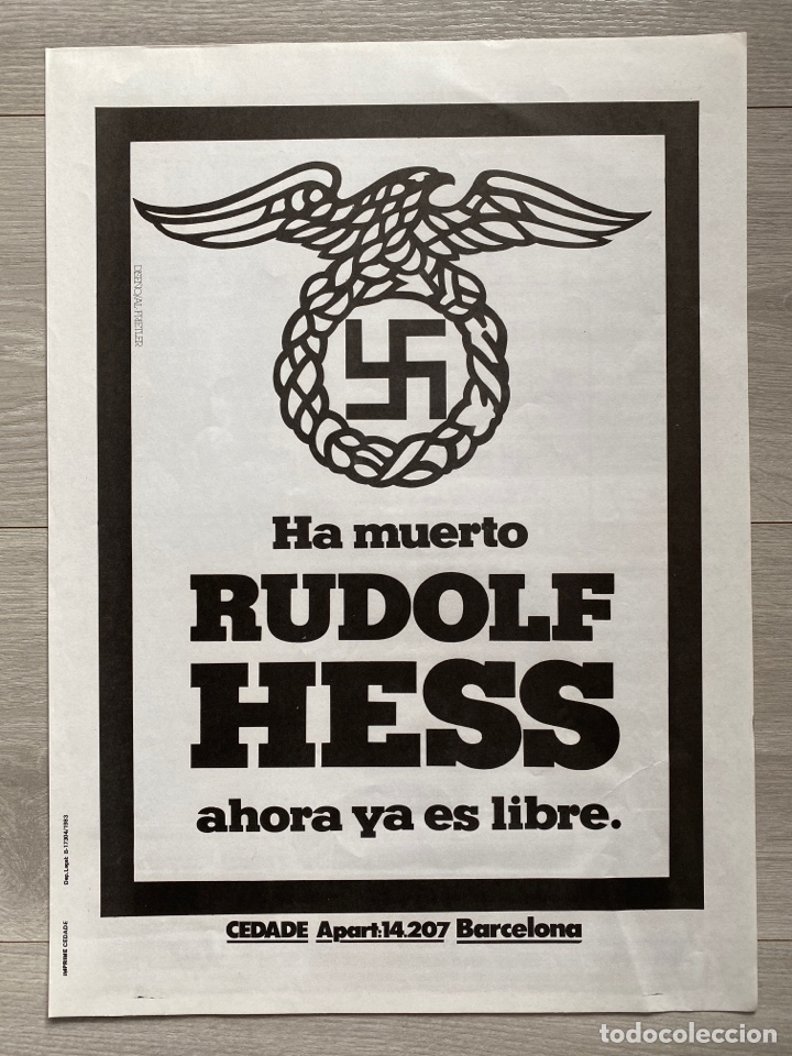 Carteles pol&iacute;ticos: CARTEL Ha muerto RUDOLF HESS. CEDADE