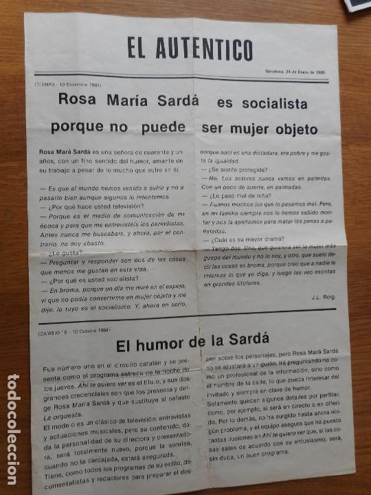 Affissi Politici: ANTIGUO CARTEL? EL AUTENTICO.AHI TE QUIERO VER.ROSA MARIA SARD&Aacute;.BARCELONA 1985