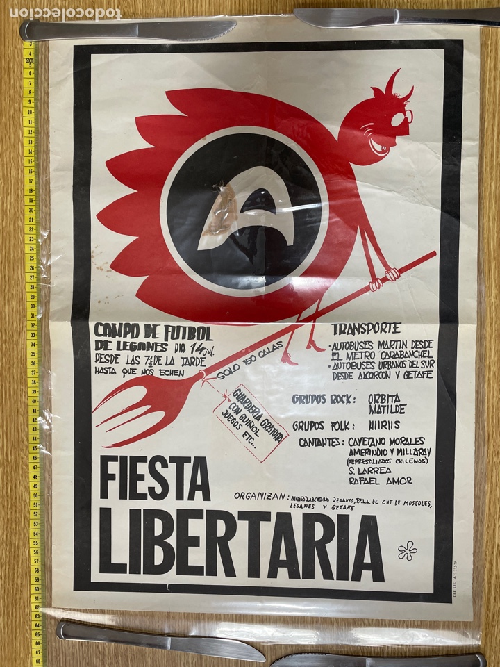 Affiches Politiques: Cartel original fiesta libertaria a&ntilde;o 1979 en Legan&eacute;s