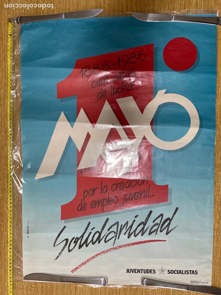 Affiches Politiques: Cartel original del 1 de mayo de 1986. juventudes socialistas JJSS