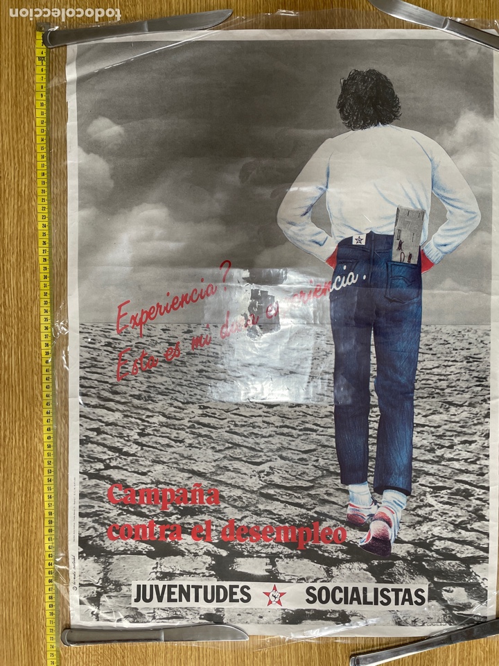 Affiches Politiques: Cartel original juventudes socialistas JJSS. A&ntilde;o 1983. campa&ntilde;a contra el desempleo