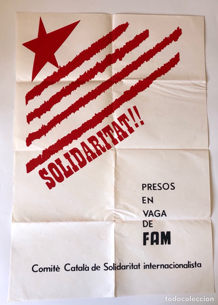 Affiches Politiques: CARTEL POLITICO COMIT&Egrave; CATAL&Agrave; DE SOLIDARITAT INTERNACIONALISTA CATALUNYA 1980&rsquo;s PRESOS VAGA FAM