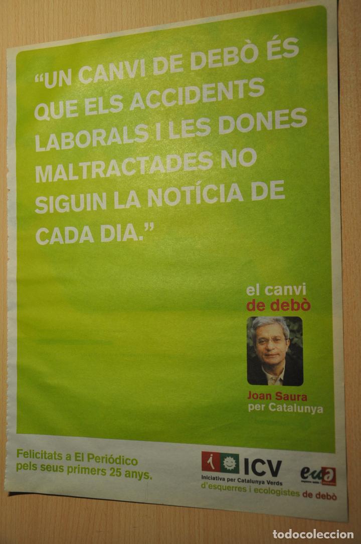 Affissi Politici: hoja periodico icv, iniciativa per catalunya verds, joan saura