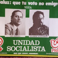 Carteles Políticos: LOTE DE 2 CARTELES PSOE Y UNIDAD SOCIALISTA PSA-PSP – ELECCIONES GENERALES 1977 –TRANSICIÓN ESPAÑOLA. Lote 398755674
