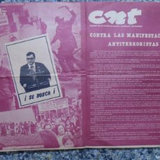 Affissi Politici: CARTEL POLITICO.TRASNSICION ESPAÑOLA, CNT-AIT, 1978, 58X42 CM.