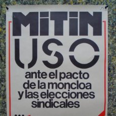 Affissi Politici: CARTEL POLITICO.TRASNSICION ESPAÑOLA, MITIN EN VALENCIA U.S.O. 1977, 60X42 CM.