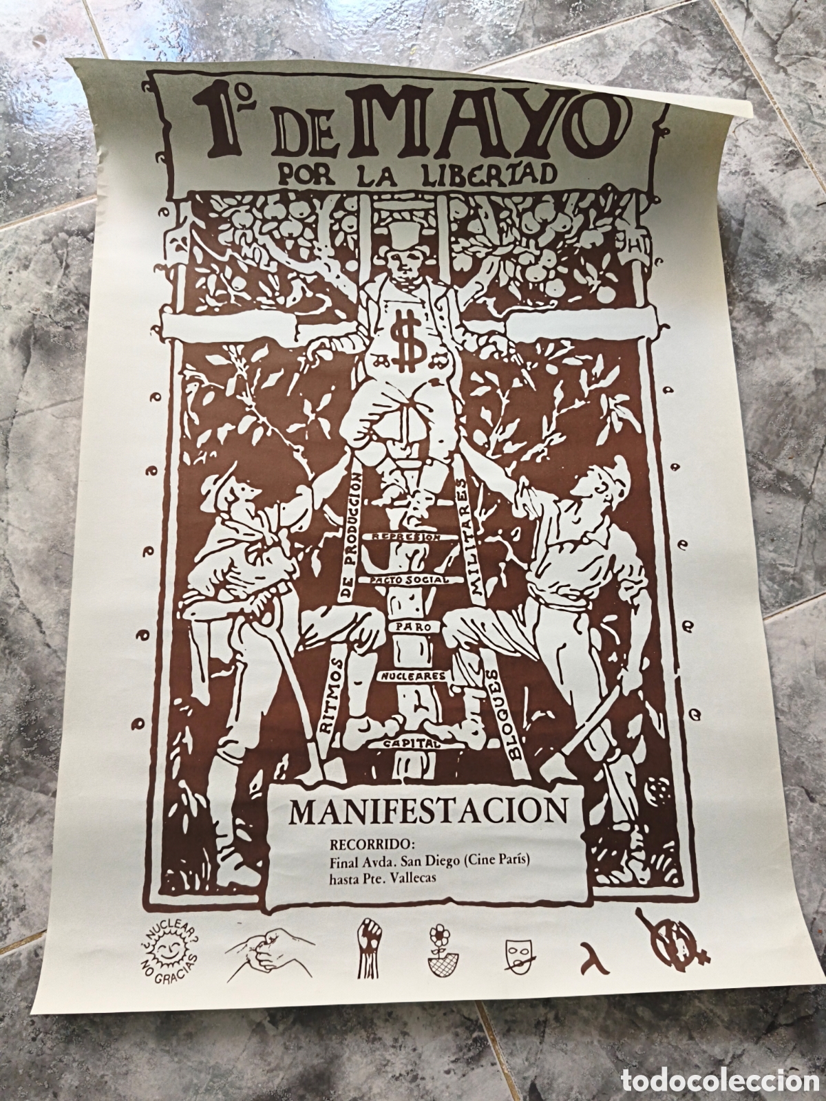 Affissi Politici: Poster 1&deg; Mayo Manifestaci&oacute;n Vallecas. A&ntilde;os 80