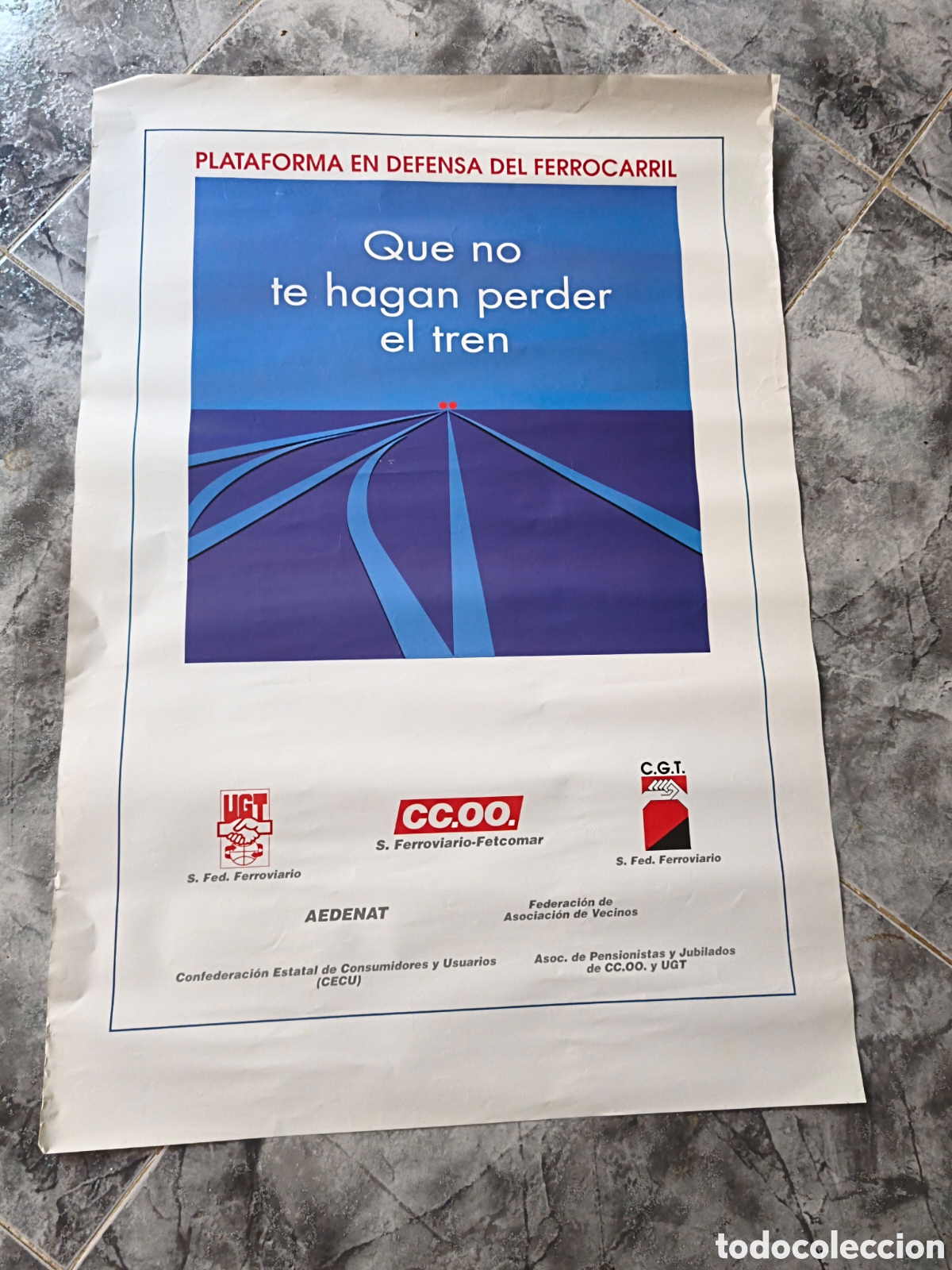 Affissi Politici: Poster Plataforma en defensa eel ferrocarril