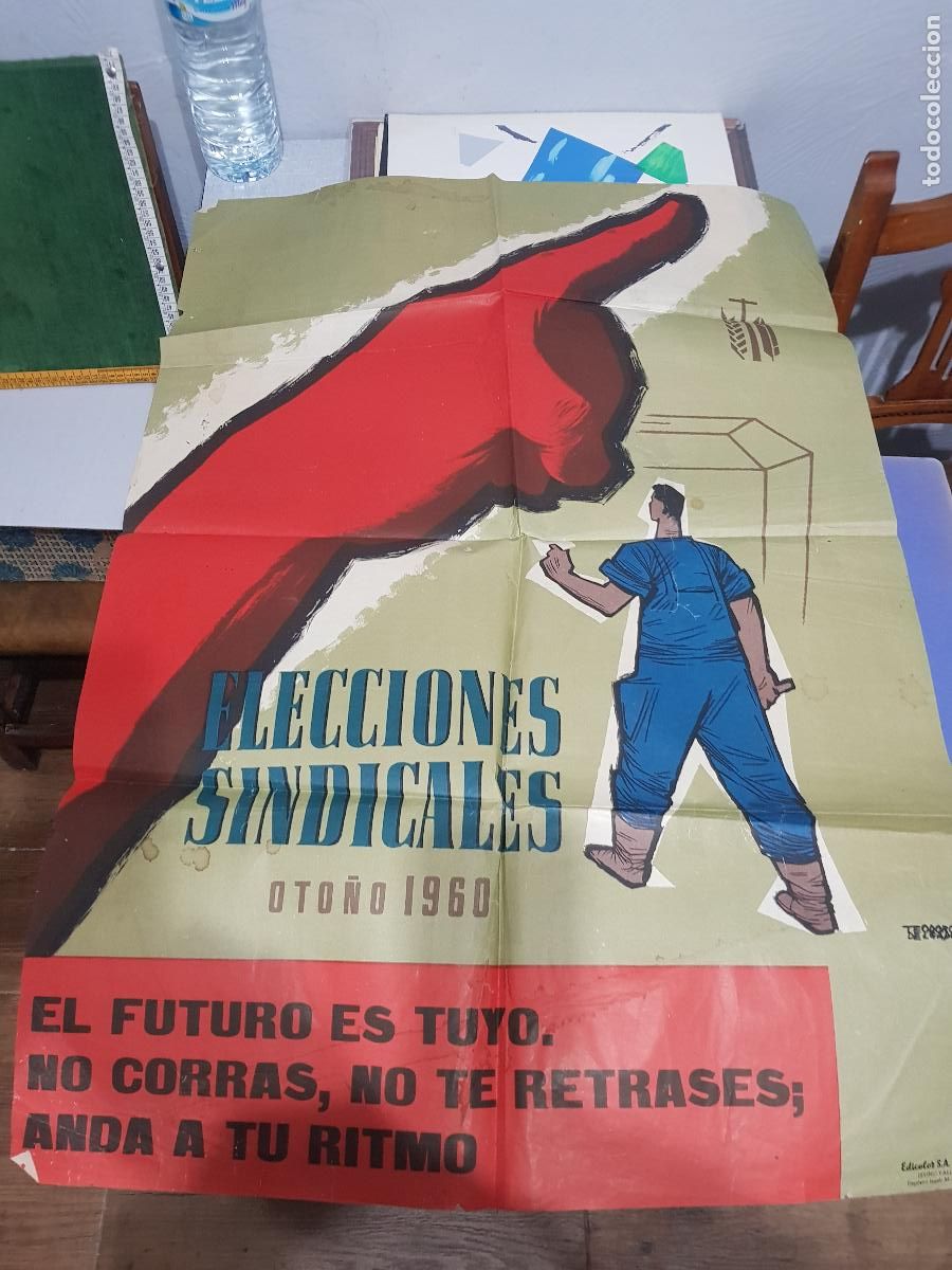 Carteles Pol&iacute;ticos: ELECCIONES SINDICALES OTO&Ntilde;O 1960-DIBUJO TEODORO DELGADO
