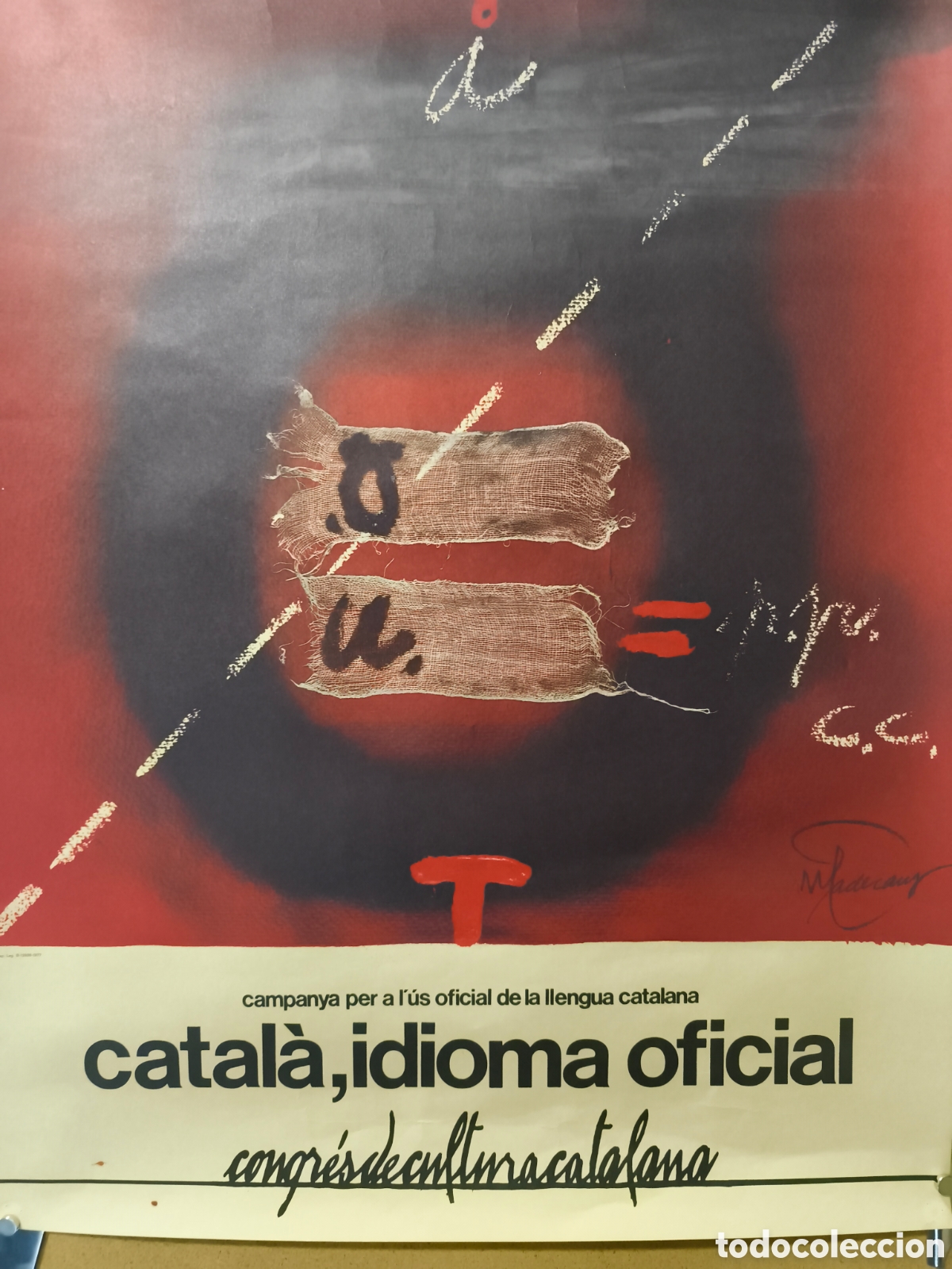 Carteles Pol&iacute;ticos: Caetel Joan-Pere Viladecans , catala idioma oficial 1977