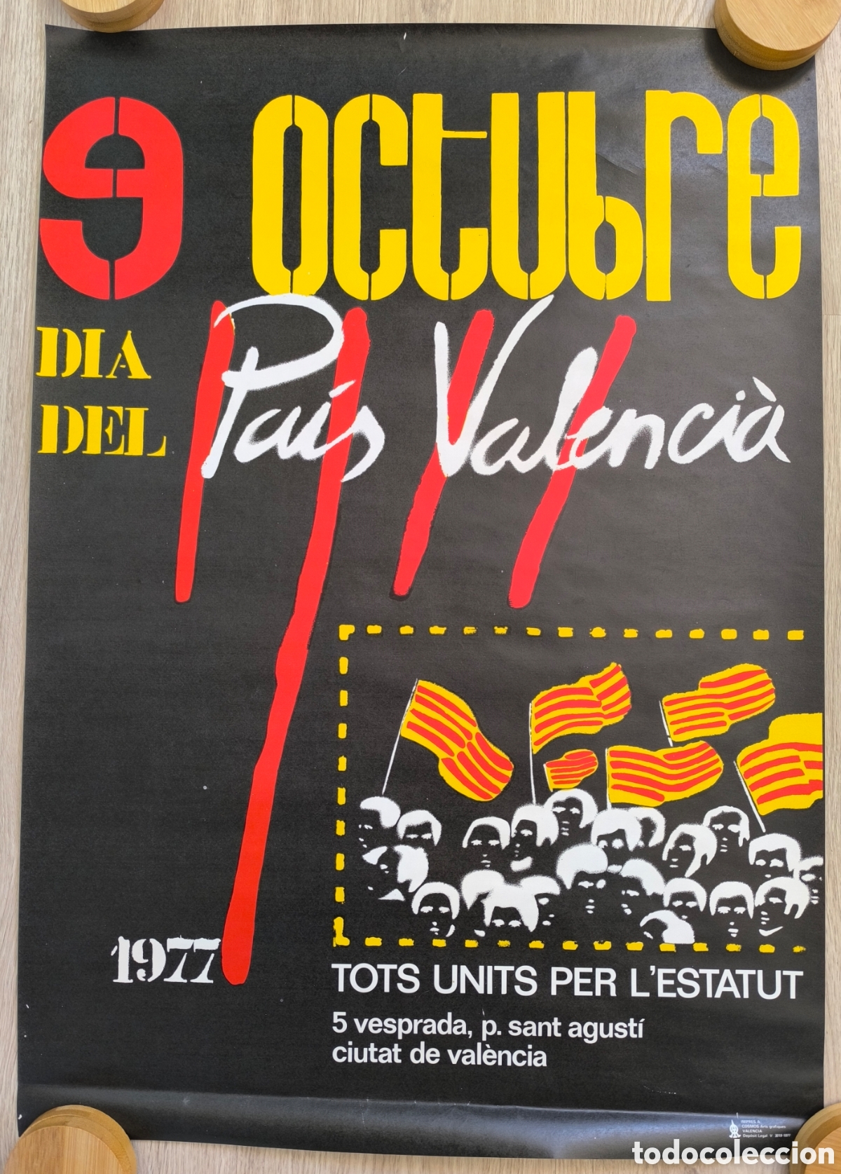 Carteles Pol&iacute;ticos: RW CARTEL POLITICO TRANSICION 1977 DIA DEL PAIS VALENCIA CD11